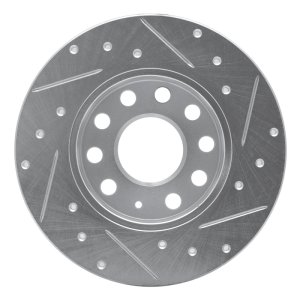 Audi A3 Brake Rotor (1) - Rear Left - R1 Concepts - Drilled & Slotted - Silver - `05-`13